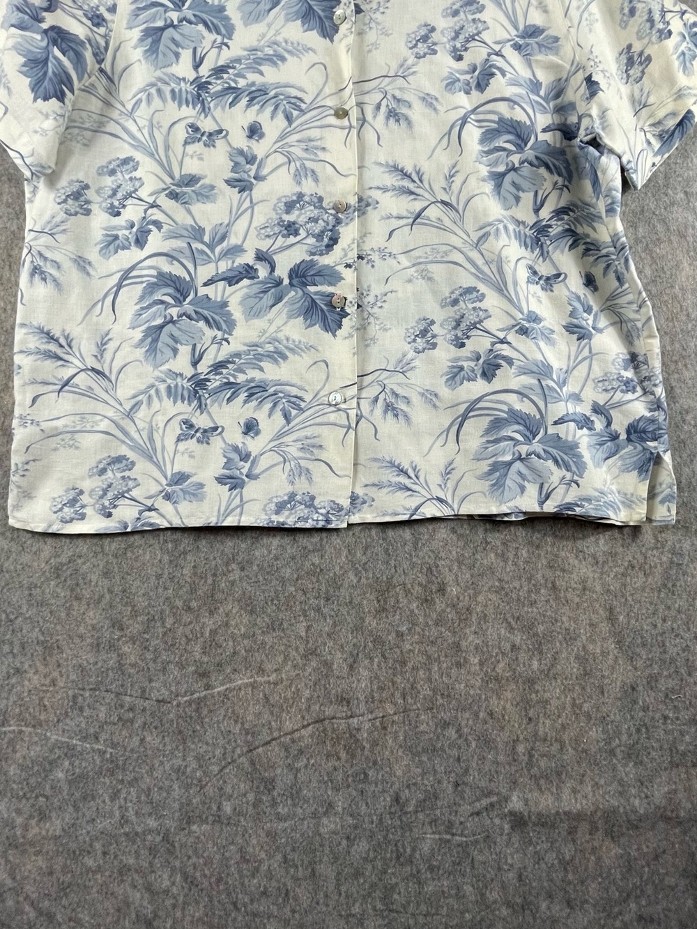Lemon Grass Linen Blend Button Up Romantic Cottagecore Botanical Shirt - XL - Picture 6 of 13